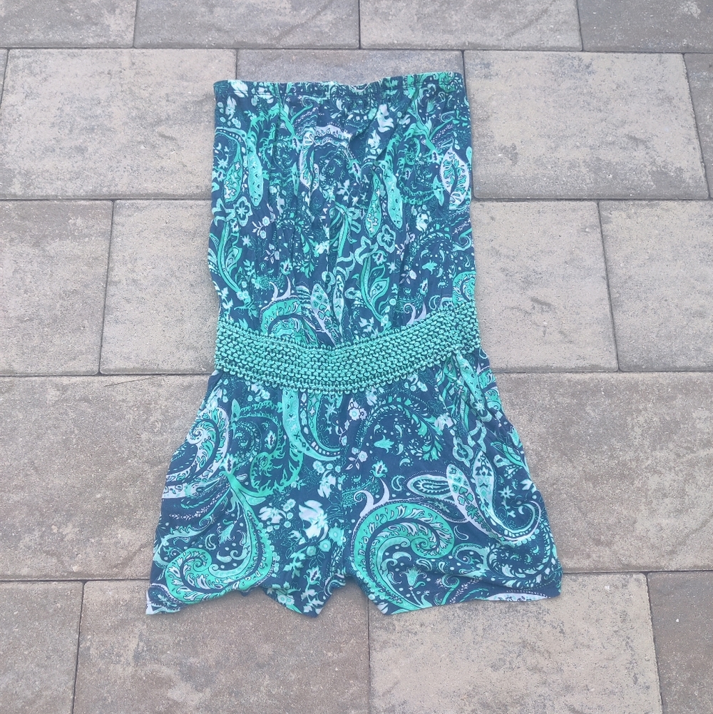 Blue and Green Paisley Romper From Venus